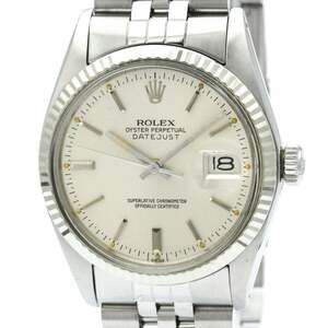 ROLEX Datejust 18K White Gold Steel Automatic Mens Watch 16014 Polished